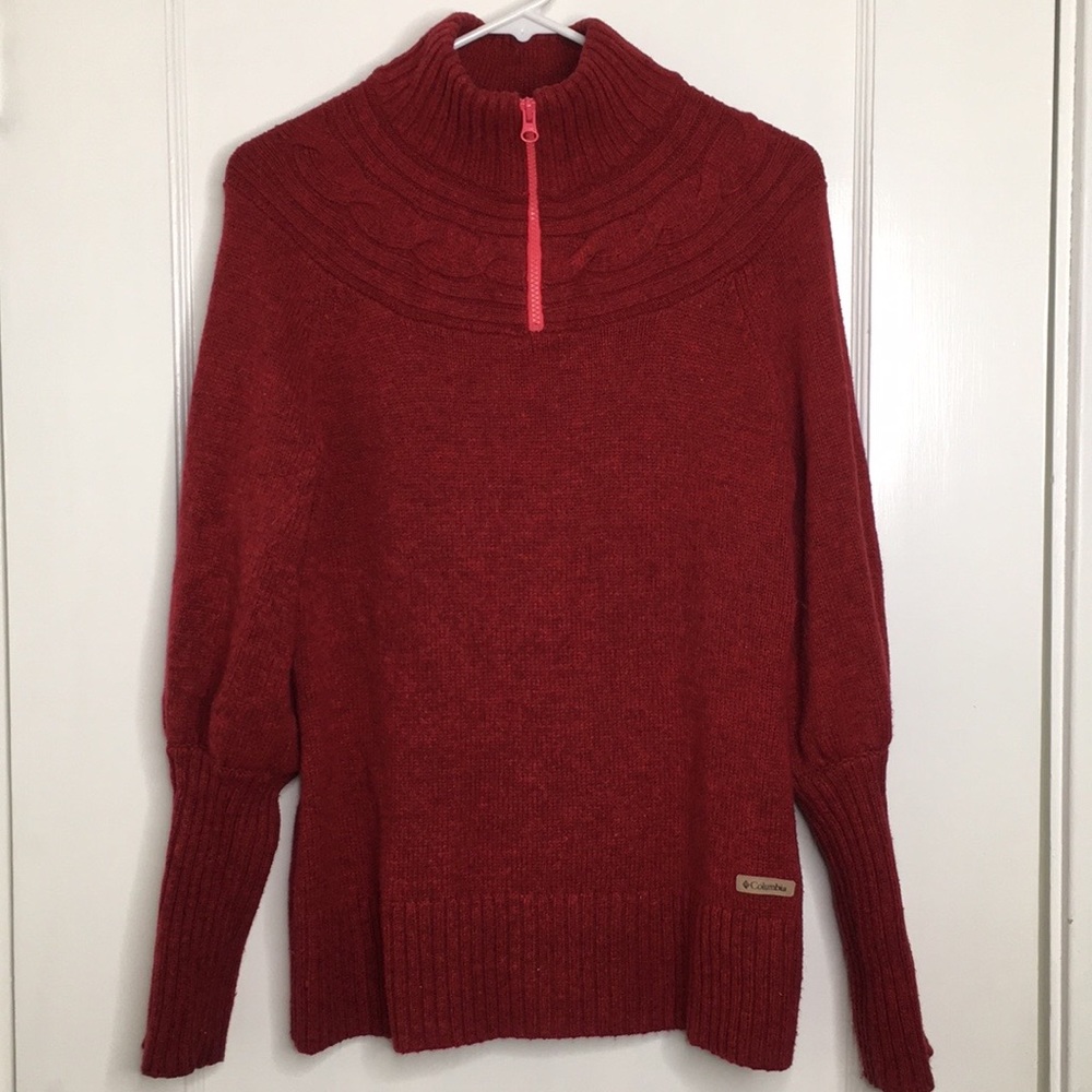 Columbia Half Zip Red Swearshirt